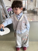 拼接卫衣刺绣翻边卫裤 凡妈童装 休闲条纹衬衫 男童小童韩版 26春新款