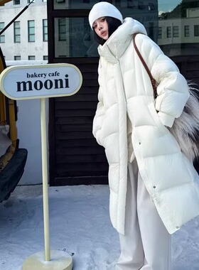 2025新款泡芙连帽90白鸭绒羽绒服女冬季显瘦中长款外套冬装