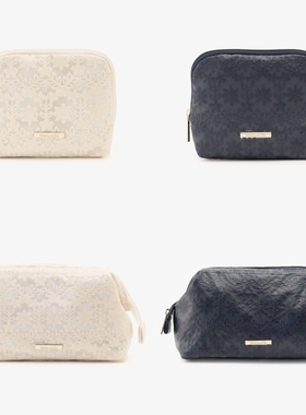 现货日本Afternoon tea日系清新花朵蕾丝黑色白色化妆包收纳便携