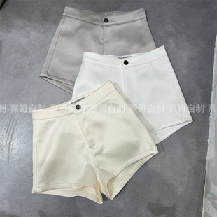 休閑通勤潮辣褲 時尚 女 小眾直筒純色短褲 新款 高腰簡約顯瘦熱褲 夏季