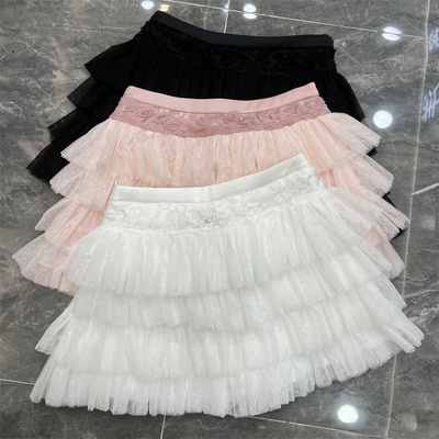 网纱蓬蓬裙防走光A字半身裙