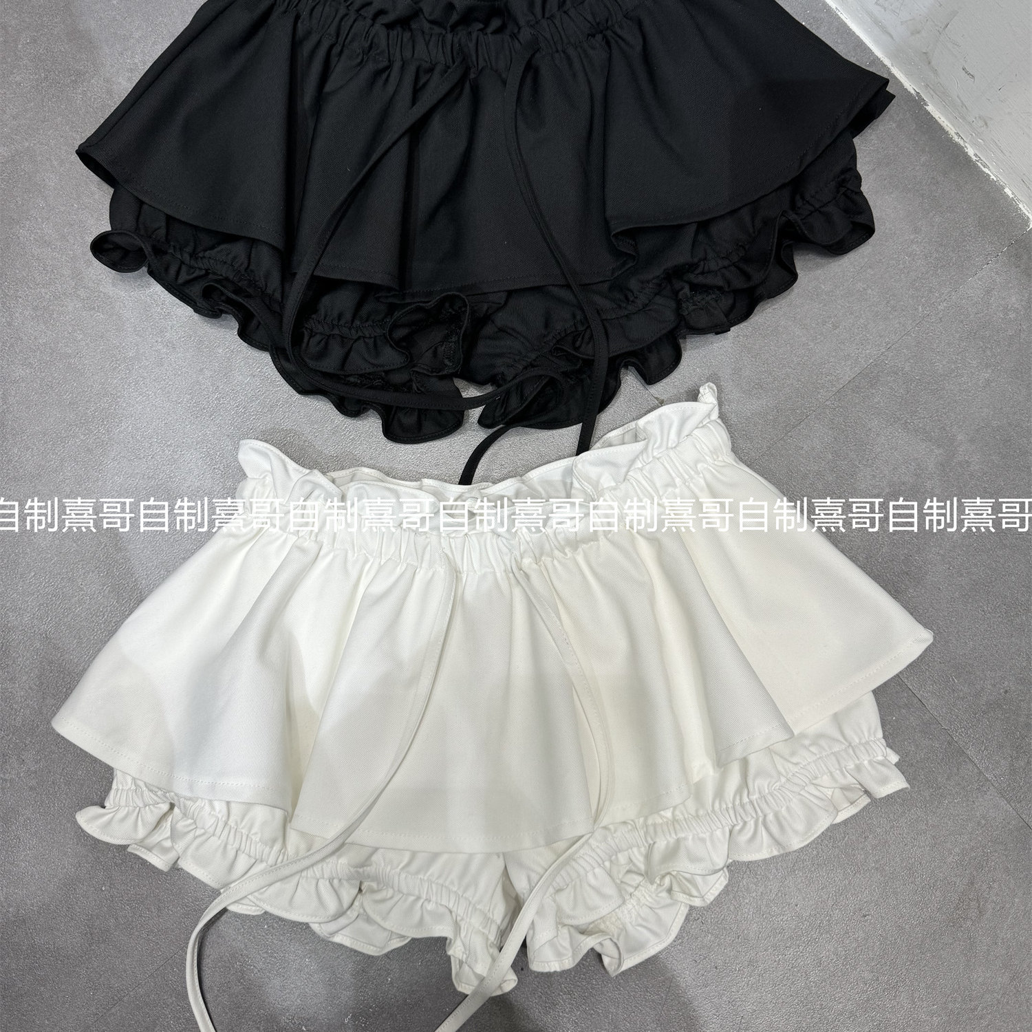 辣妹纯色花边蓬蓬半身裙女秋季2025新款高腰花苞短裙a字蛋糕裤裙