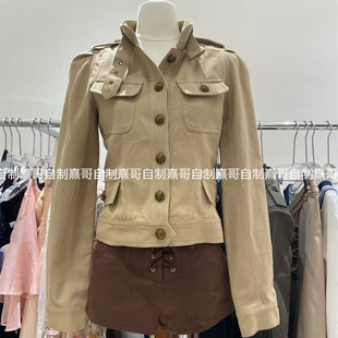 穿搭立领多口袋高级感气质显瘦上衣 外套女秋季 法式 复古小香风工装