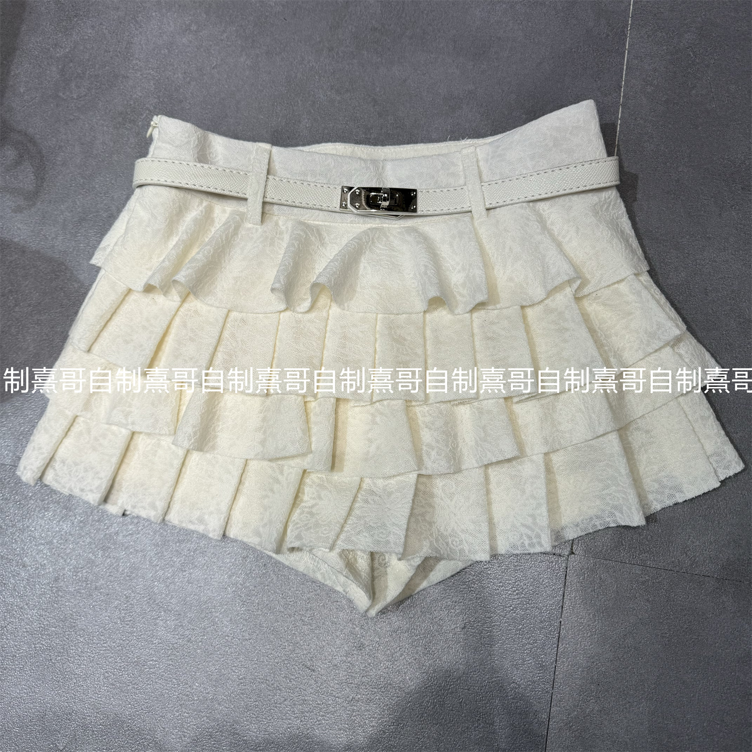 早秋韩版时尚设计蕾丝提花蛋糕超短裙裤松紧低腰朋克小众女半身裙