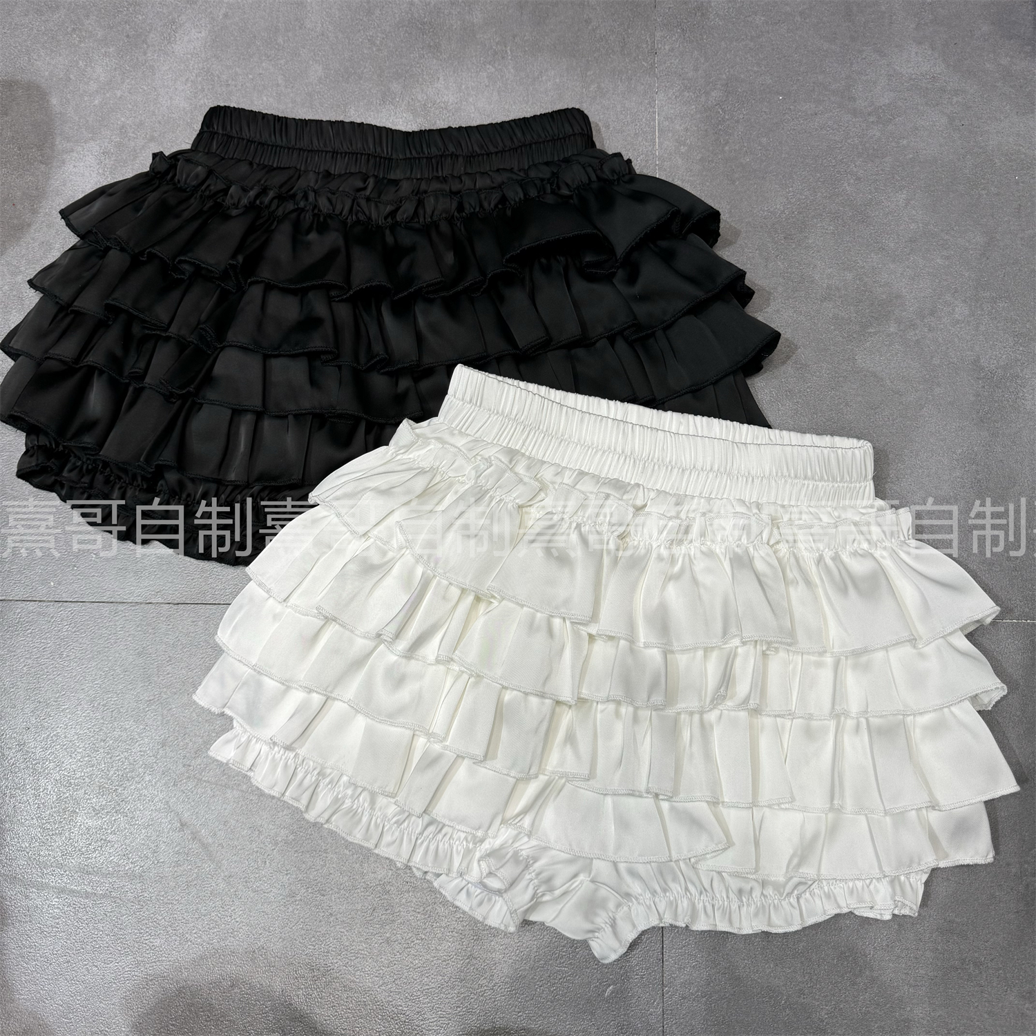 2025春新款女装纯色蛋糕裙短裙半身裙女高腰显瘦百搭A字裙防走光