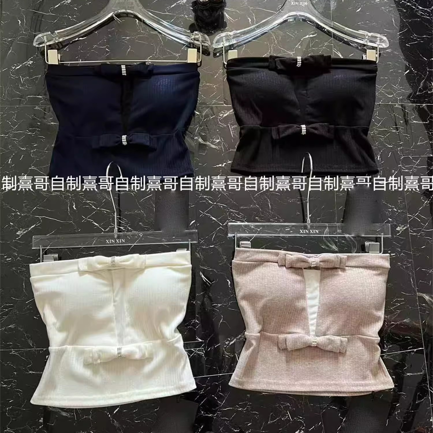 法式复古蝴蝶结抹胸背心女冬季新款设计感小众修身显瘦无袖上衣潮