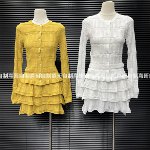 针织开衫 设计感修身 上衣蕾丝半身短裙两件套 女秋季 韩系温柔风套装