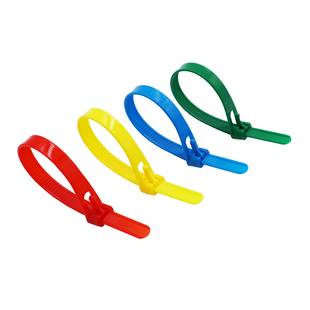 可拆卸重复使用绑带长度150至200mm彩色自锁带 塑料活扣尼龙扎带