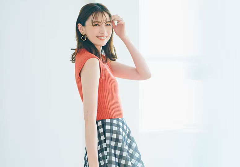 日单Misch Ma*西瓜红冰麻竖条纹针织上衣 弹力大夏季凉爽修身款
