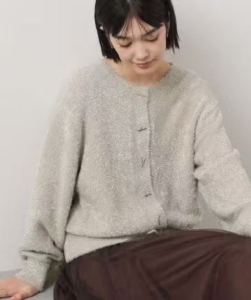 Grea*y Brilliant日系亮丝毛绒针织开衫女春秋温柔风宽松慵懒毛衣