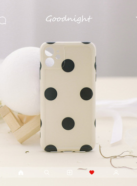 INS冷淡风iphone11复古黑白波点适用苹果小众手机壳硅胶全包软壳