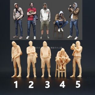 L246型男 潮男 帅哥1/64微缩人偶模型摆件手办1:87迷你小人偶