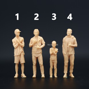 L259海叔666手势帅哥潮人白模1:64人偶模型手办1:87微缩沙盘小人
