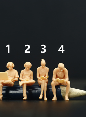 A269坐着休闲人物1:64微缩人偶模型1:43树脂白模沙盘公仔场景摆件