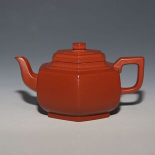 汲老推荐高工刘红霞全手工制原矿优质朱泥170cc 六方雪华紫砂壶