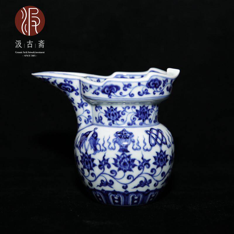 汲古斋推荐 居和堂窑口陶瓷工艺大师李胜 纯手工 宣德青花僧帽壶