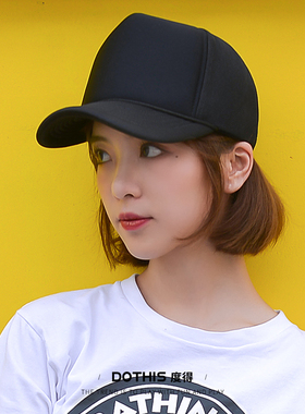帽子女春秋季韩版高顶棒球帽黑大头围货车帽鸭舌帽卡车帽遮阳硬顶