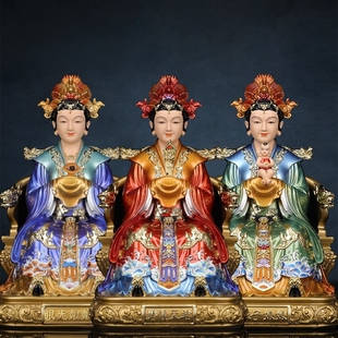 泰山奶奶碧霞元君眼光送子三宵娘娘神像树脂三霄娘娘佛像家用摆件