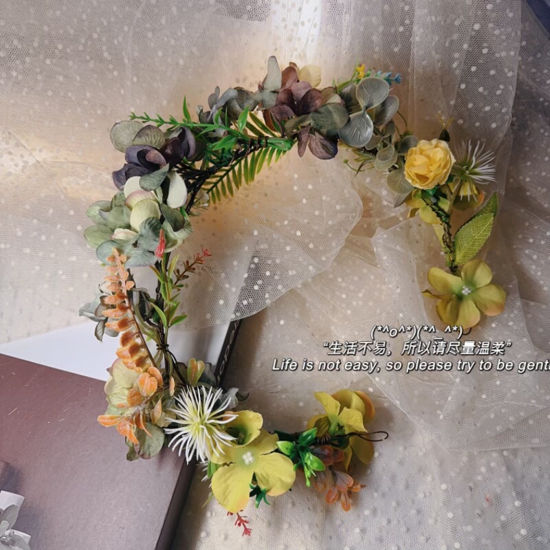 森系甜美花环发饰仿真花朵