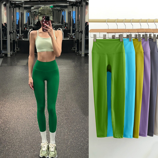 2166裸感蜜桃臀带口袋高腰提臀健身瑜伽九分裤 万人迷