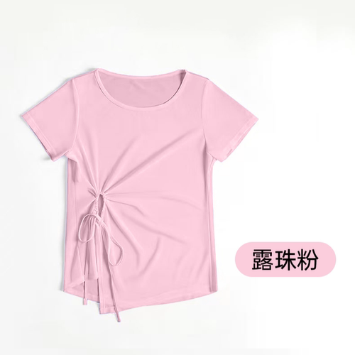 圆领短袖常规款T恤上衣宽松简约风运动风休闲瑜伽短袖上衣5867