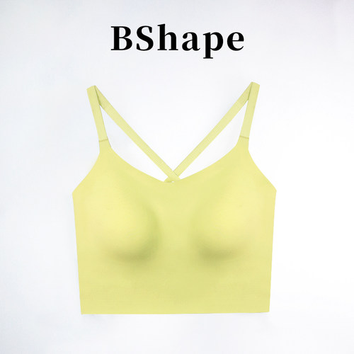 BShape 粉底液无痕运动内衣女无钢圈一体杯交叉聚拢瑜伽美背文胸