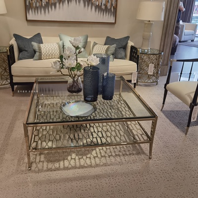 美式克实木布艺三人沙发休闲椅沙发边几美式客厅三人沙发组合定制