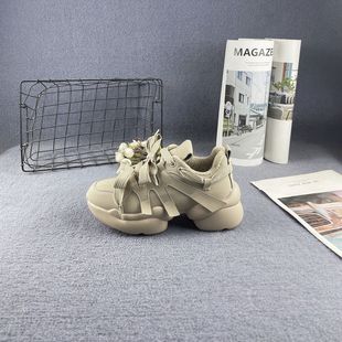 休闲鞋 真皮专柜断码 女时尚 粗跟厚底显脚小加绒增高老爹鞋 秋冬新款