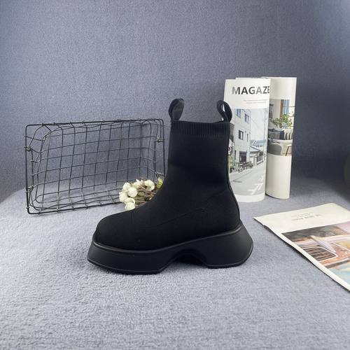 松糕厚底弹力套筒显瘦时尚袜子靴