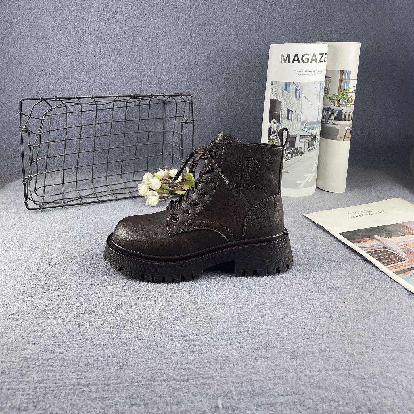 秋冬加绒厚底增高女马丁靴机车靴