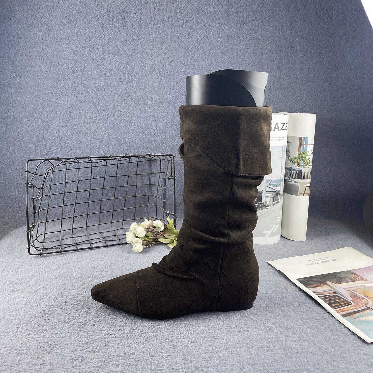 专柜断码秋冬新款尖头褶皱堆堆靴时尚两穿内增高西部牛仔高筒靴女,女鞋,骑士靴,淘宝优惠券,粉丝福利购,淘宝优惠卷