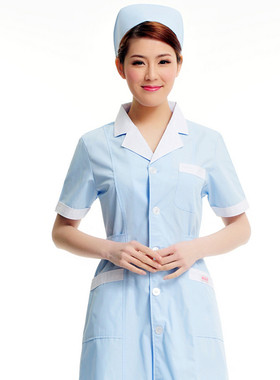 雅姿洁韩制服白大褂医生服女夏装护士服短袖实验药店美容卫校韩版