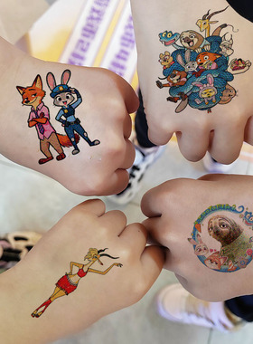 疯狂动物城2朱迪尼克闪粉纹身贴纸妆容卡通蛇兔节日礼物Zootopia