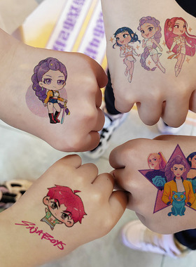 猎魔女团kpop闪粉纹身贴纸卡通Rumi老虎跨境儿童节日礼物脸贴装饰