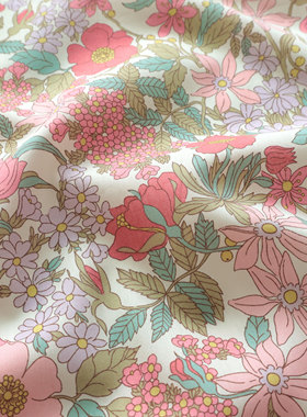 英国正品liberty面料100支lawn长纤棉软手工服装布克拉拉贝尔粉色