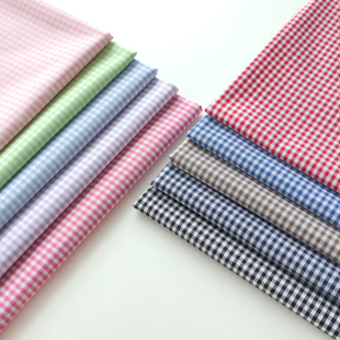 日本进口40支色织纯棉面料3mm小格子清原布料手工DIY衬衫 布艺 服装