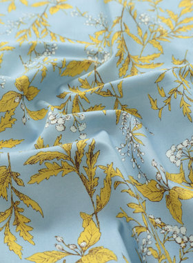 日本进口面料sunwell60支有机棉手工diy连衣裙衬衫服装布蓝蕴浮梦