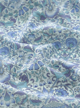英国正品liberty面料100支lawn长纤棉柔软手工连衣裙布艺洛登蓝色
