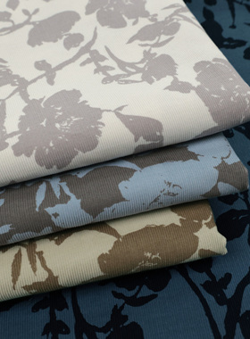 日本进口21w灯芯绒面料sunwell手工连衣裙保暖大衣服装布复古花影