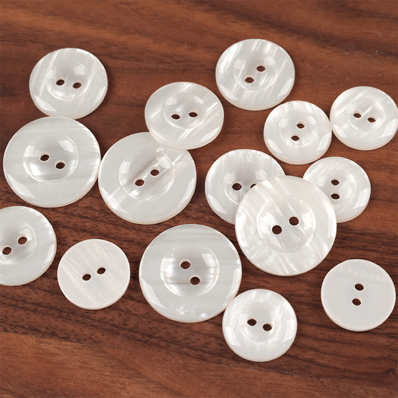 日本进口清原白色光泽条纹纽扣圆形衬衫雪纺旗袍儿童服装扣配件扣