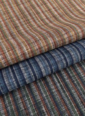 日本进口布料seven40支纯棉面料布料服装布手工古法印染肌理条纹