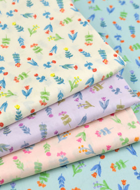 日本进口布料seven20支平纹面料全棉服装手工diy裙子上衣路边野花