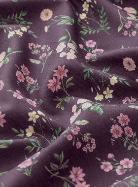 英国正品liberty面料100支lawn长纤棉柔软舒适服装布料安妮深紫色