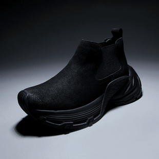 磨砂皮套脚切尔西靴休闲男款 男鞋 时尚 百搭潮鞋 冬季 厚底增高鞋 新款