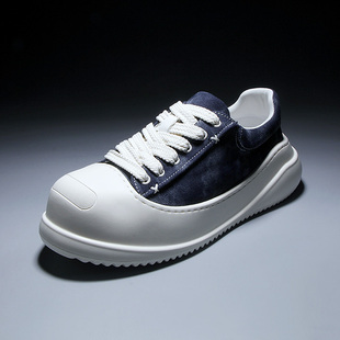 男鞋 小众设计感大头丑萌鞋 潮流休闲板鞋 做旧牛仔布厚底增高帆布鞋