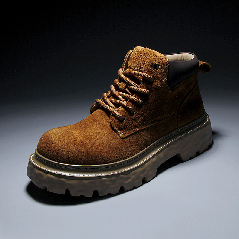 男士真皮马丁靴时尚百搭机车靴英伦风复古骑车靴男反绒皮工装靴潮