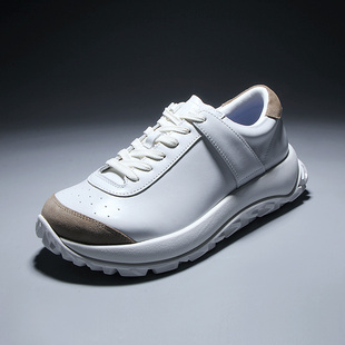 厚底增高懒人鞋 新款 软底休闲鞋 真皮系带小白鞋 男鞋 户外德训鞋 冬季