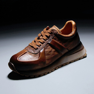 轻便舒适运动休闲鞋 日系潮流复古厚底板鞋 真皮阿甘鞋 男鞋 2025冬季