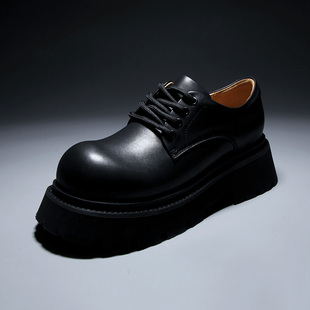 舒适牛皮大头松糕鞋 小众复古厚底增高男鞋 百搭休闲皮鞋 男士 德比鞋