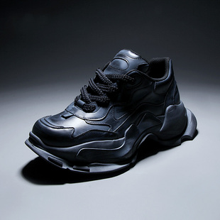 复古增高休闲运动鞋 欧货真皮做旧厚底老爹鞋 新款 2025冬季 松糕男鞋